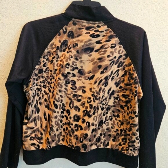 Juicy Couture Black Cheetah cropped Moto lightweight jacket. Animal print XL - Picture 2 of 7
